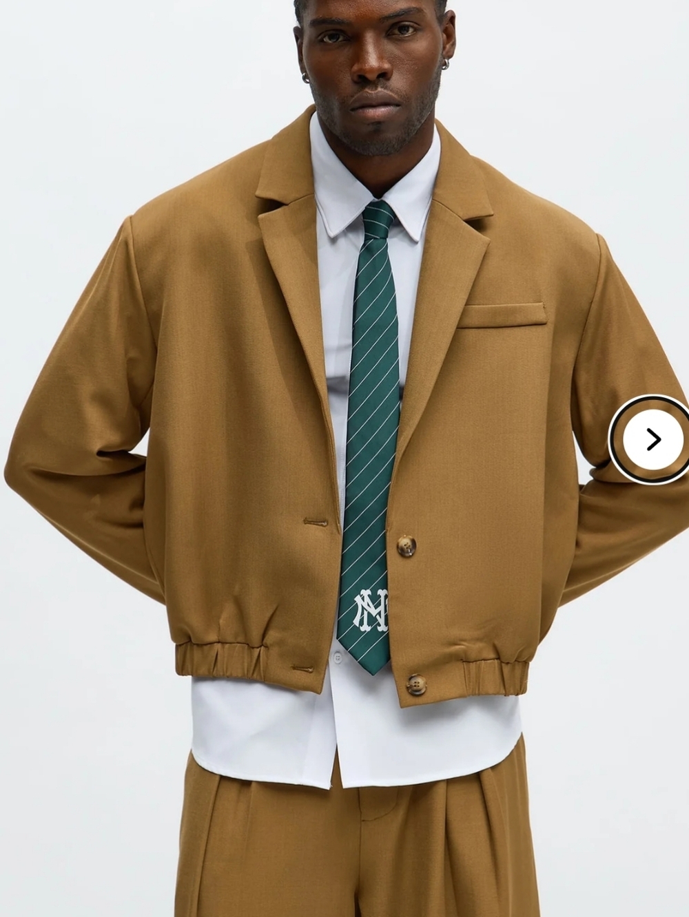 NWT Mens NOVA MEN Cropped Strikeout Blazer Bomber Jacket - Brown